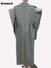 Autumn Long Oversized Ruffled Trench Coat for Women Drawstring Loose Elegant Chic Asymmetrical Overcoat