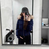 Fur Collar Hoody Slim Waist Bread Parkas Elegant Warm Women Clothing Lovely Zip Patchwork Casual Coats