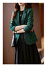 Autumn Winter Ladies Casual Blazer Women Black Green Beige Plaid Jacket Female Long Sleeve Single Breasted Slim Coat