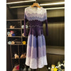 Designed Women's Pleated Dress O-neck Loose Fit Color Block Beaded Long Sleeve Famale Clothing 2DB6598