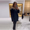 Elegant Quilted Blazer Pant Suits Women Chic Loose Lapel Double Breasted Jacket Wide Leg Trousers Spring Patchwork Set Lady