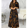 Digital Printed Single Breasted Long Dress Spring Autumn Women Women's Casual Long Sleeved Shirt Collar Dress