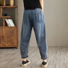 High waisted Women's Jeans Spring Autumn Loose Splicing Elastic waist Harem pants Women Casual Denim Nine points Pants