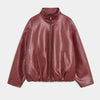 Chic Pu Leather Women's Jackets Skirts Suit Vintage Stand Collar Zipper Full Sleeve Outfits Female Autumn Lady Streetwears