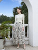 SS25 Women Floral Printing Satin Slip Dress Knitting Cardigan Elegant Skirt