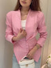 Women Asymmetric Peplum Blazer Jacket V Neck Shoulder Pad Long Sleeve Slim Fit Waist Buttons Irregular Hem Party Office Suit