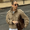Leather Jacket Women Autumn Oversized Bomber Jacket Coats & Jackets Stand Collar Long Sleeve Tops Outerwears