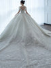 Princess Sexy Crystal Beaded Wedding Dress Puff Tulle White Gown Bride Pregnant Women's Gown with Trailing