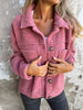 Women's Autumn/Winter Fleece Jacket Solid Color Stylish Turtleneck Fuzzy Plush Coat Warm Female Outwear