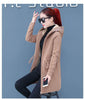 Plus Velvet Thick Lamb Plush Jacket Women Autumn Winter Parkas Lace-Up Of Hooded Loose Long Embroid Trench Coat Female