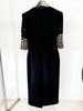 High Street Designer Vestido Women's Formal Half Sleeve Rhinestone Diamonds Beaded Midi Dress