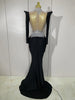 Sparkly Diamonds Pearl Black Sexy See Through Mesh Long Dress Women Wedding Evening Birthday Party Stage Photoshoot Dress