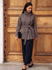 Women Black Belted Double Breasted Coat High Neck Long Sleeve Tailored Fit Elegant Jacket Winter Office Casual Outerwears
