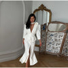 Elegant Women's Printed Waistband Long Dress 3D Flower V-neck Bubble Sleeve Patchwork A-line Dresses Spring Party Robe