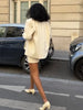Women Minimalist White Blazer Set Collarless Shoulder Pad Loose Long Sleeve Coat Boned Slim Bodycon Skirt Lady Outfit