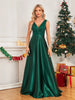 Elegant Sequins Evening Dress For Women Deep V-neck Satin Prom Party Green Dress Floor Length Blue Formal Gowns