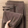 Women Fleece Lined Trousers Fall Winter Wearable Worn Resistant Cuffed Pants Loose High Waist Long Warm Casual Trousers