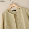 Elegant Chic Women's Lightweight Blazer Autumn O-Neck Long Sleeve Open-Front Solid Color Outerwear Office Lady S-3XL