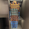 Color-blocking Printed Round Neck Pullover Women's Dress Casual Long Sleeve Mid-length Dresses 2DB4686