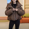 Hooded Collar Cotton-padded Jacket For Women Autumn Winter Solid Loose Warm Female Puffer Coat