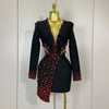 Stock Women Celebrity Sexy Long Sleeve V Neck Rhinestone Black Bandage Dress Elegant Evening Club Birthday Party Dresses