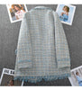 Large Size Women's Tweed Suit Spring Autumn Long Sleeve Vintage Double Breasted Tassel Loose Blazer Jacket Z888