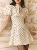 Elegant Floral Jacquard Cheongsam Mini Dress Women Black Ruffle Hem Bodycon Slim Fit Flowy Soft Chic Lady Party Gowns
