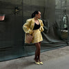 Floral Print Stand Collar Blazer Coat Women Asymmetric Placket Chest Pocket Padded Shoulder Outwear Long Sleeve Suit Jacket