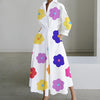 Women Elegant Shirt Dress Spring Autumn Long Sleeve Solid Color Print Maxi Dresses Casual Office Lady Dress Vestidos