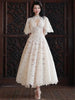 Elegant 2 Pcs Set Shawl V-neck Flower Lace Hollow Out Swing Dress Women's Evening Party Dresses Spring 35Z4387