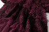 Women's Evening Dress Purple Three-Dimensional Flower Ruffled Long Sleeve Mesh Dresses Autumn Clothing QM782