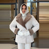 Thicken Contrast Corduroy Jackets Women Lapel Long Sleeves Double Breasted Warm Padded Coats Female Winter Outwears