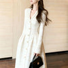 Spring Autumn Ladies Long Sleeves Maxi Dress European Women Casual Long Dresses Female V-neck Patchwork Dress