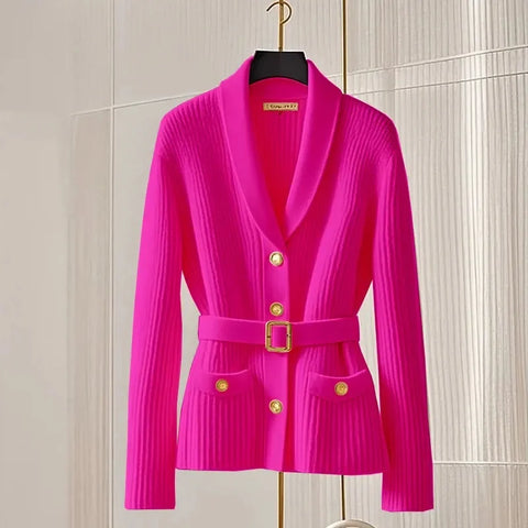 Autumn V-Neck Cardigan Sweaters Jacket Women's Elegant Joker Casual Coat Female Slim Knitted Sweaters Ladies
