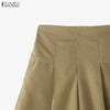 Women's Casual Wide-Leg Pants Elastic Back Waist Solid Loose Mid-Calf Length Trousers Streetwear Cropped Pant