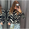Women Zebra Print 2 Piece Set Round Neck Cropped Jacket Mini Skirt Set All Matching Suit Female Autumn Street Office Outfit