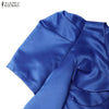 Women's Elegant Satin Silk Party Dress Puff Sleeve V-Neck Bow A-Line Midi Dresses Wedding Guest Cocktail Robes Femme