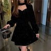Red Velvet Elegant Party Women's Mini Dresses Christmas Wram French Vintage Dress Ladies Casual Korean Vestidos Year