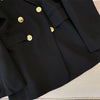 Autumn Winter Office Elegant Temperament Metal Buttons Coat Ladies Vintage Double-breasted Black Outerwear Women