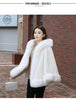 Black Fur Coat Women's Winter Shawl Cape Style Short Imitation Fox Fur Thick Hooded Windbreaker Female Warm Faux Fur Cloak