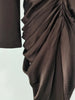 Sexy Evening Party Black Color Midi Dress for Women O Neck Long Sleeve Pachwork Metal Buckle Folds Bodycon Dresses Female