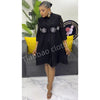 Autumn and Winter Africa Women's Clothing Solid Color Splicing Dress Pleated Loose Women's Cardigan Dresses