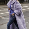 Women Thick Faux Fur Jacket Work Y2k Autumn Winter Maxi Coat Long Warm Belt Fur Purple Parkas Bontjas Furry Outerwear