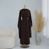 White Pearl Trim Cape Maxi Dress Women Elegant Long Sleeve Cinched Waist Muslim Robes Spring Eid Abaya Lady Dresses