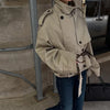 Versatile Stylish Short Windbreaker Jacket Retro Stand Collar Loose Long Sleeve Women Coat Office Lady Autumn Wear