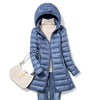 Outerwear Winter Women Korean Slim Remove Hooded Parka Down Jackets Long Light Thin Coat Puffer Jacket