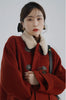 Lamb Wool Collar Duffle Coat Women Long Wool-Like Overcoat Elegant Loose Fit Warm Winter Outerwear Clothing
