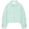 Cropped Tweed Jacket Women's Jacket Demi-Season Zip-Up Long Sleeve Top Mint Green Textured Outerwear Streetwear Coats
