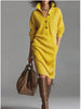 Autumn Knitted Button Lapel Women Dress Casual Loose Pocket Lazy Straight Over The Knee Long Sleeve Sweater FemaleDress