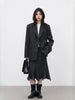 Women Woolen Blazer Coat Loose Casual Office Ladies Suit Jacket Striped Fish Tail Skirt Set Autumn Winter
